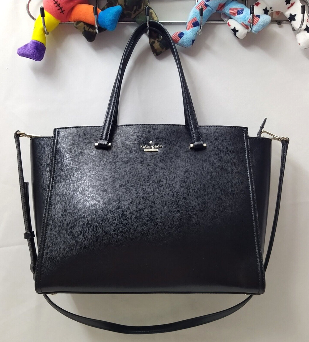 Kate Spade New York Black Leather Double Handles Zipper Closure Satchel Bag